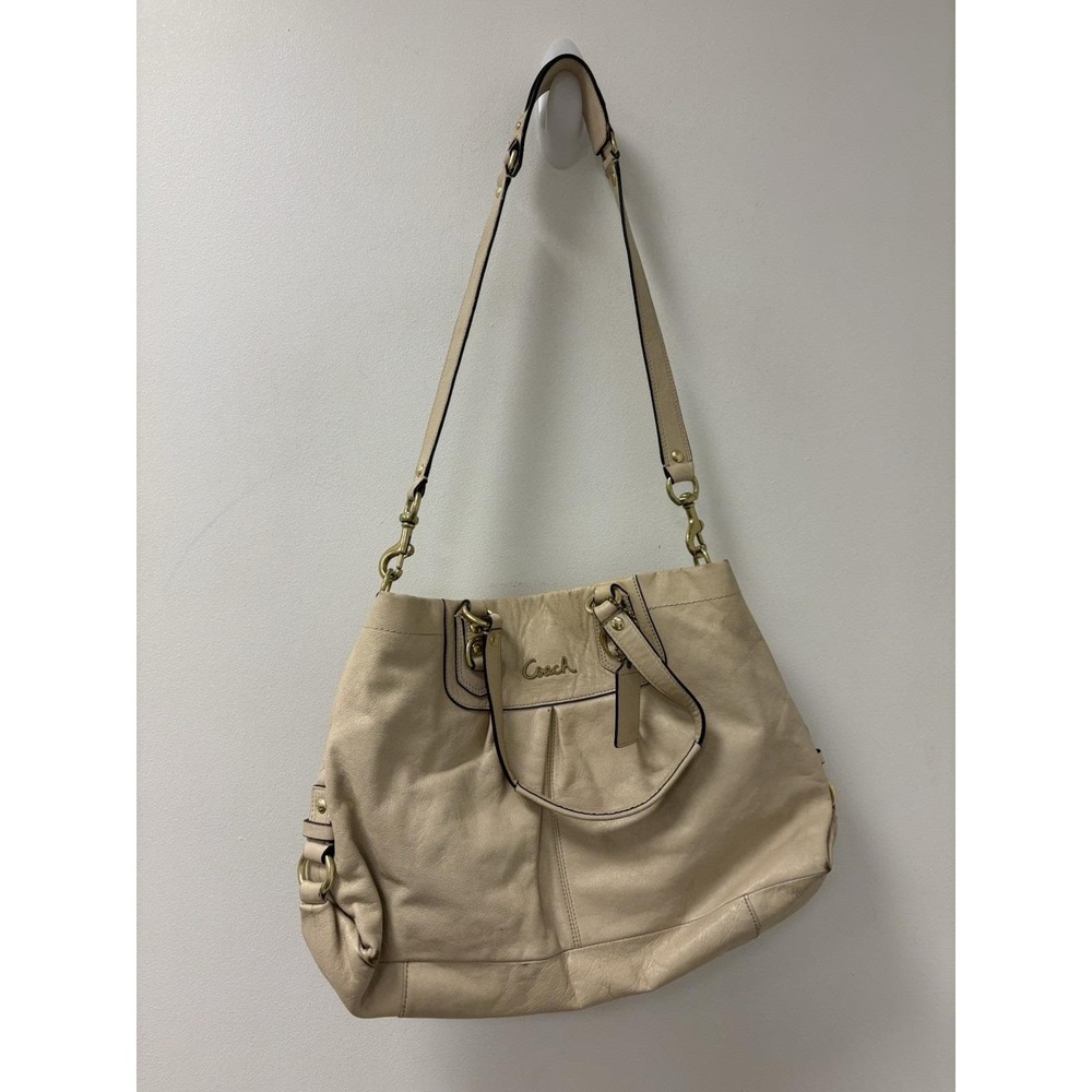 Coach Ashley Tan Leather Satchel Bag Gold Hardware Inside Needs Cleaning